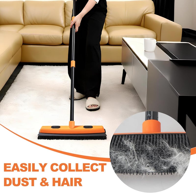 Conliwell Rubber Broom and Carpet Rake for Pet Hair Removal, 49 Inch Three Section Stainless Steel Pole, Hair Removal Tool, Pet Broom and Rubber Putty, Suitable for Blankets, Hardwood Floors, Ceramic Tiles - Image 2